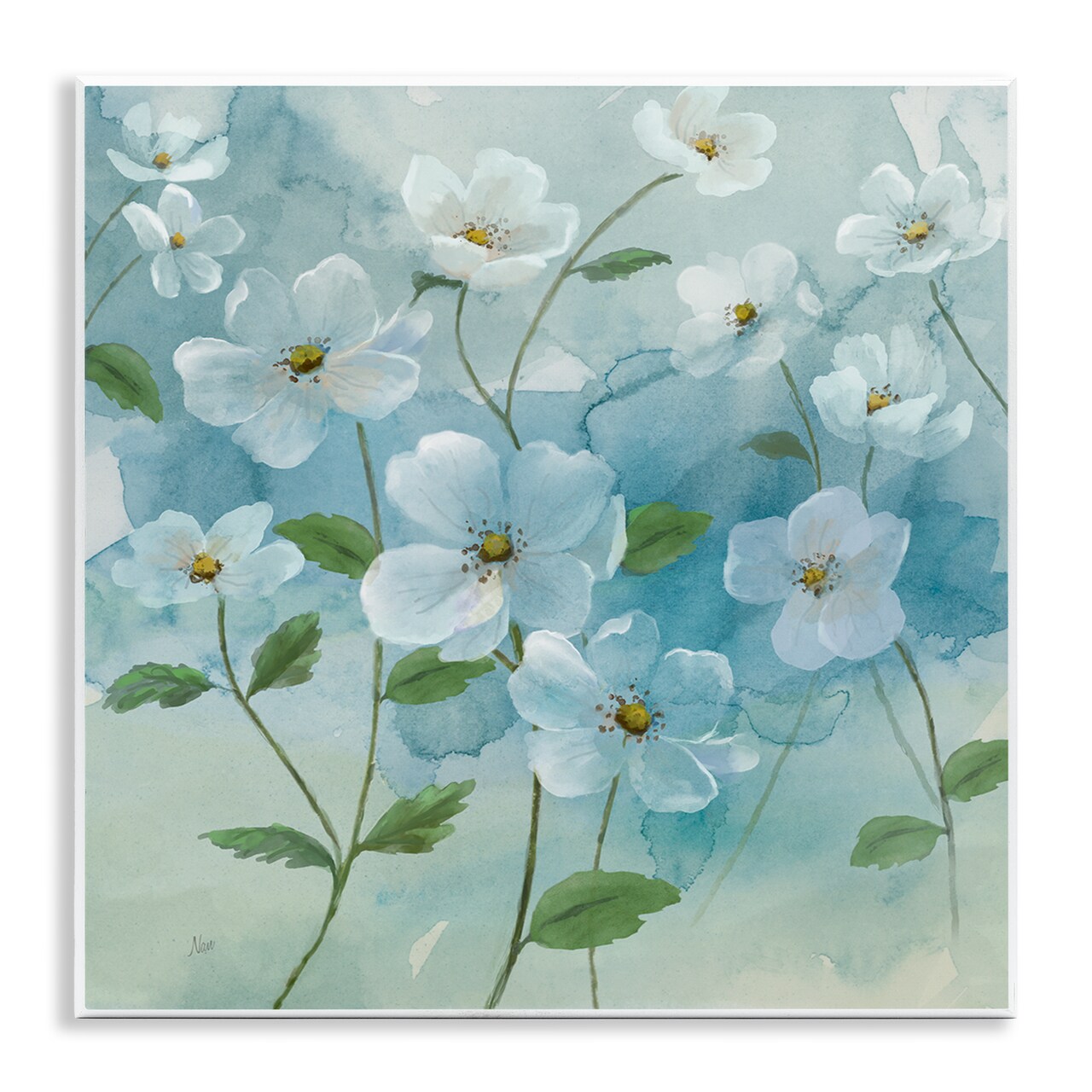 Stupell Industries Bountiful White Flowers Wall Plaque Art Design by Nan